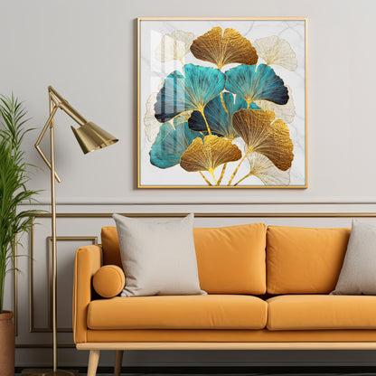 DIY Ginkgo Biloba Luxury Crystal Square Wall Art