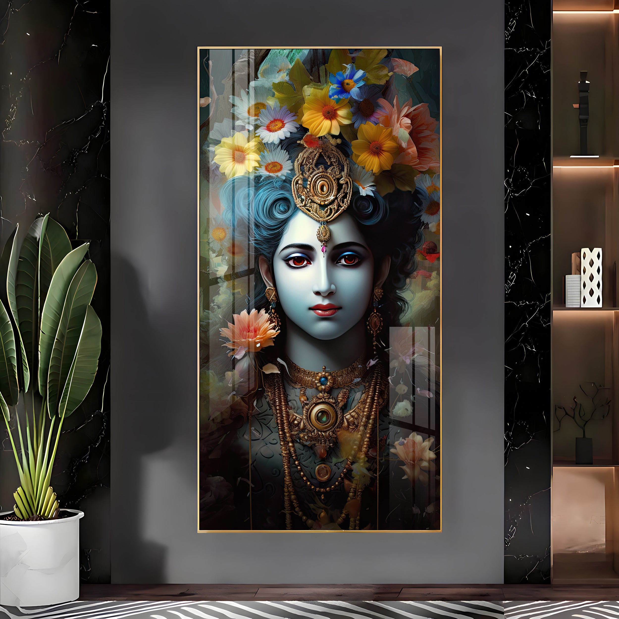 Jai Shree Krishna Premium Acrylic Vertical Wall Art