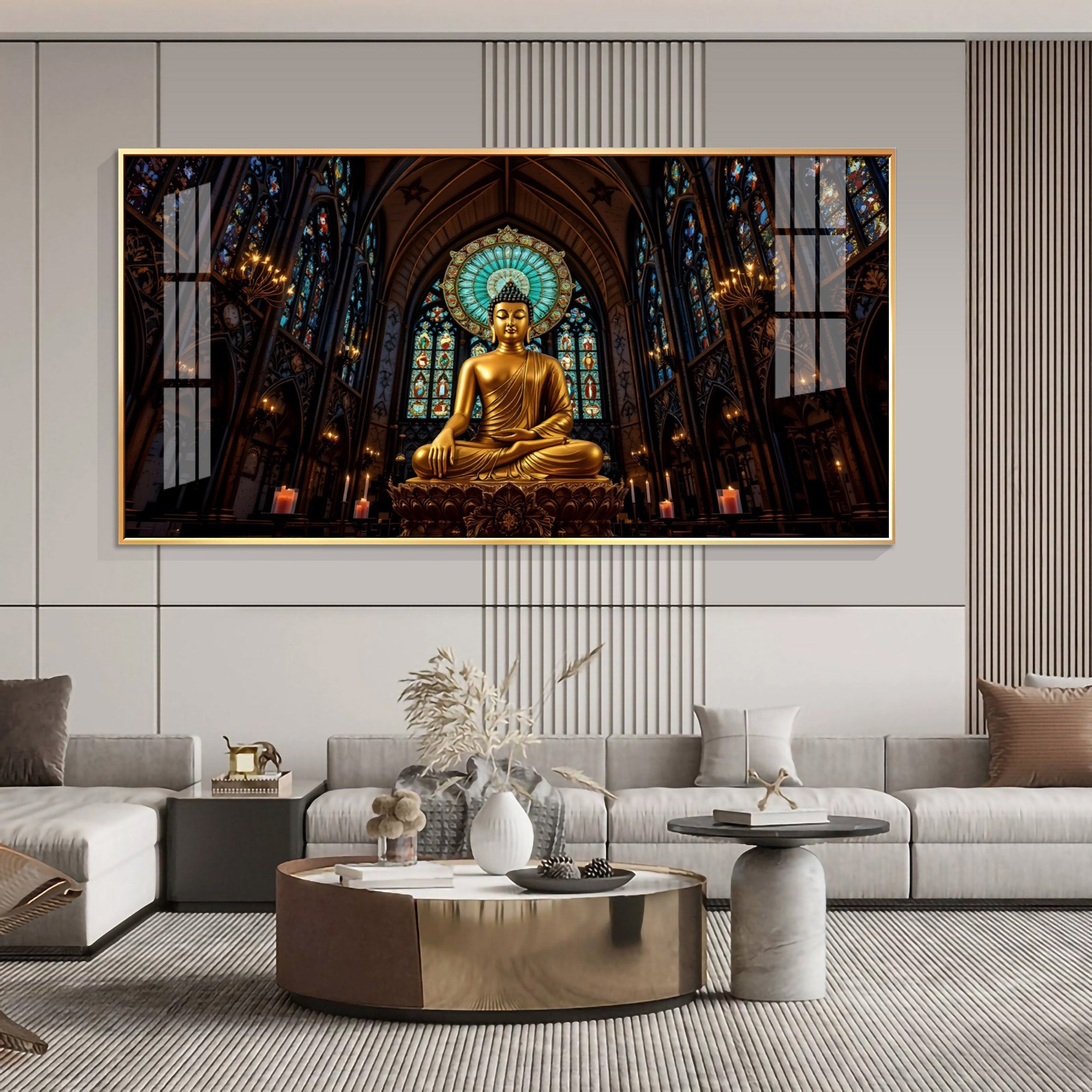 Radiant Peace Buddha Premium Acrylic Horizontal Wall Art