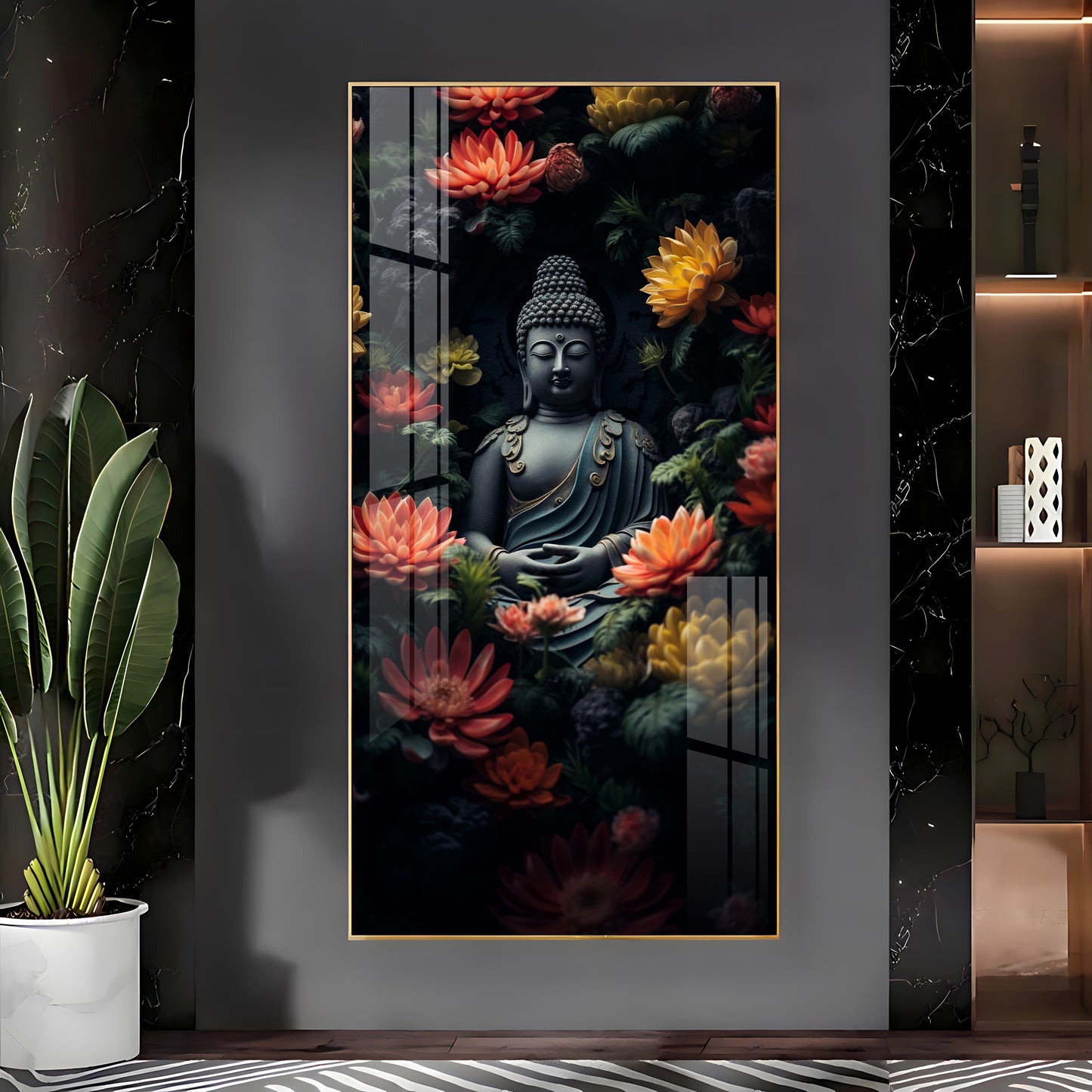 Majestic Buddha Premium Acrylic Vertical Wall Art