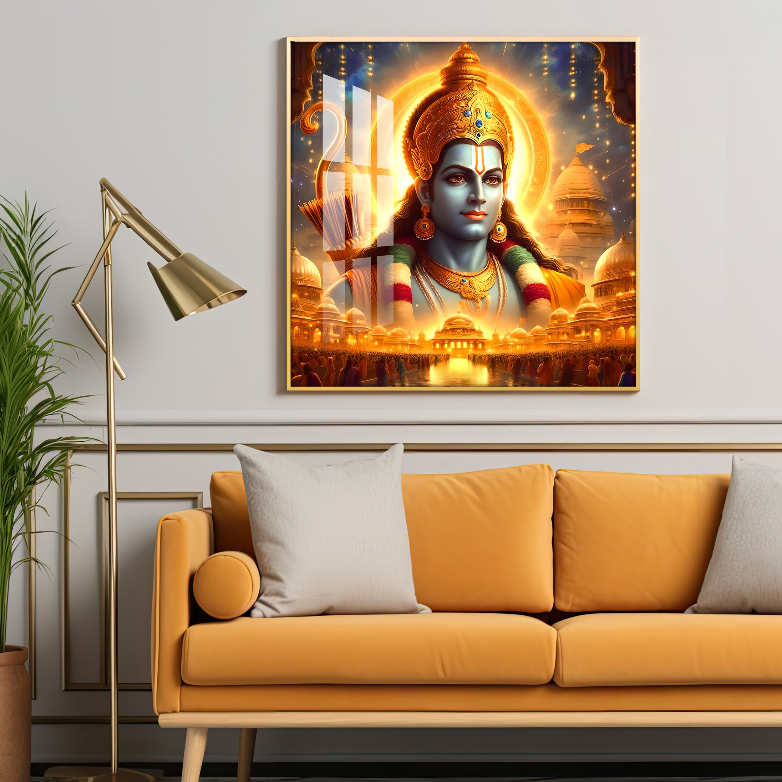 Shree Ramchandra Premium Acrylic Square Wall Art