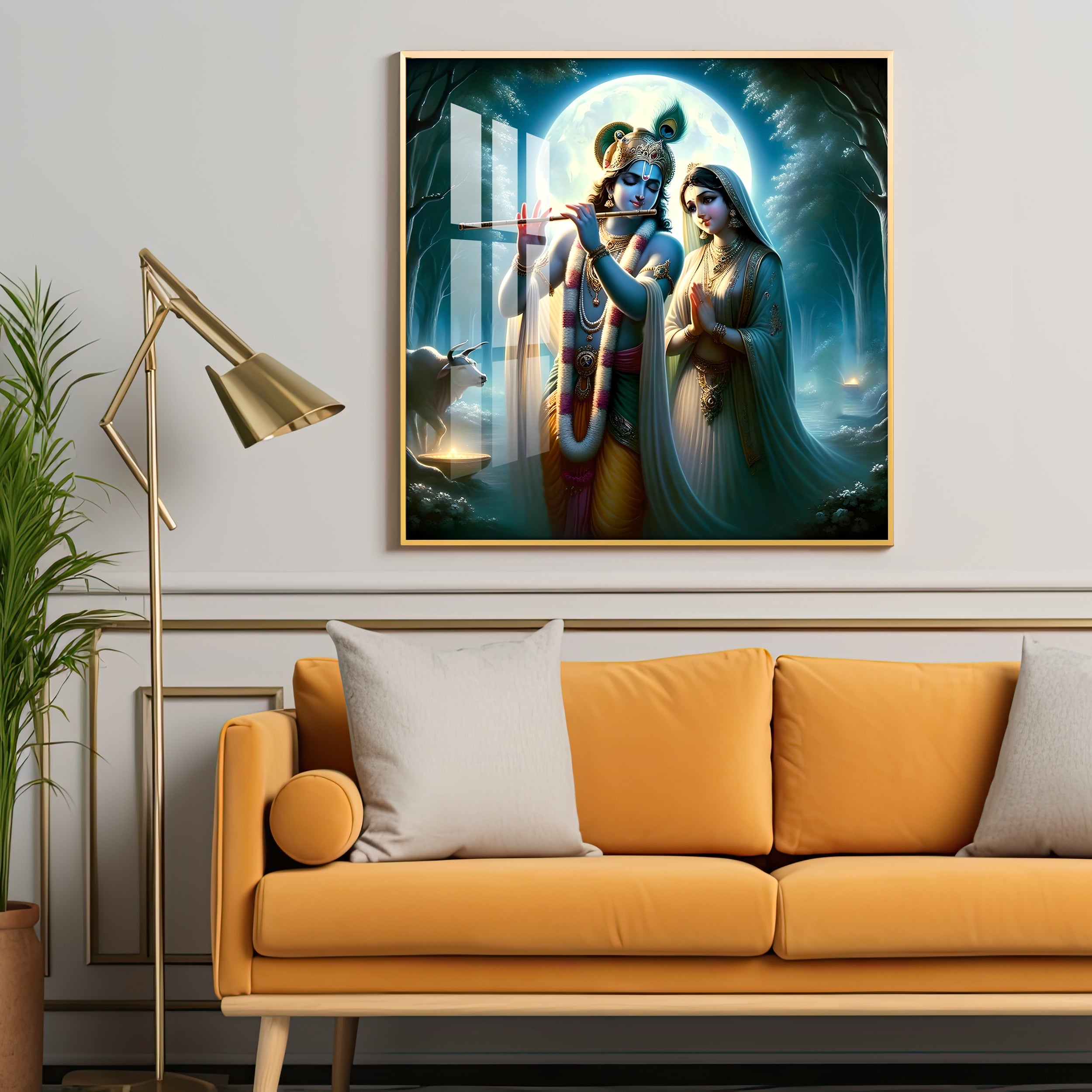 Jai Shree Radhekrishna Premium Acrylic Square Wall Art