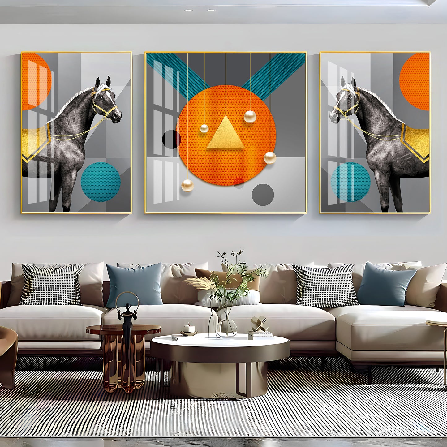 Splendid Stallion  Premium Acrylic Wall Art (Set of 3)