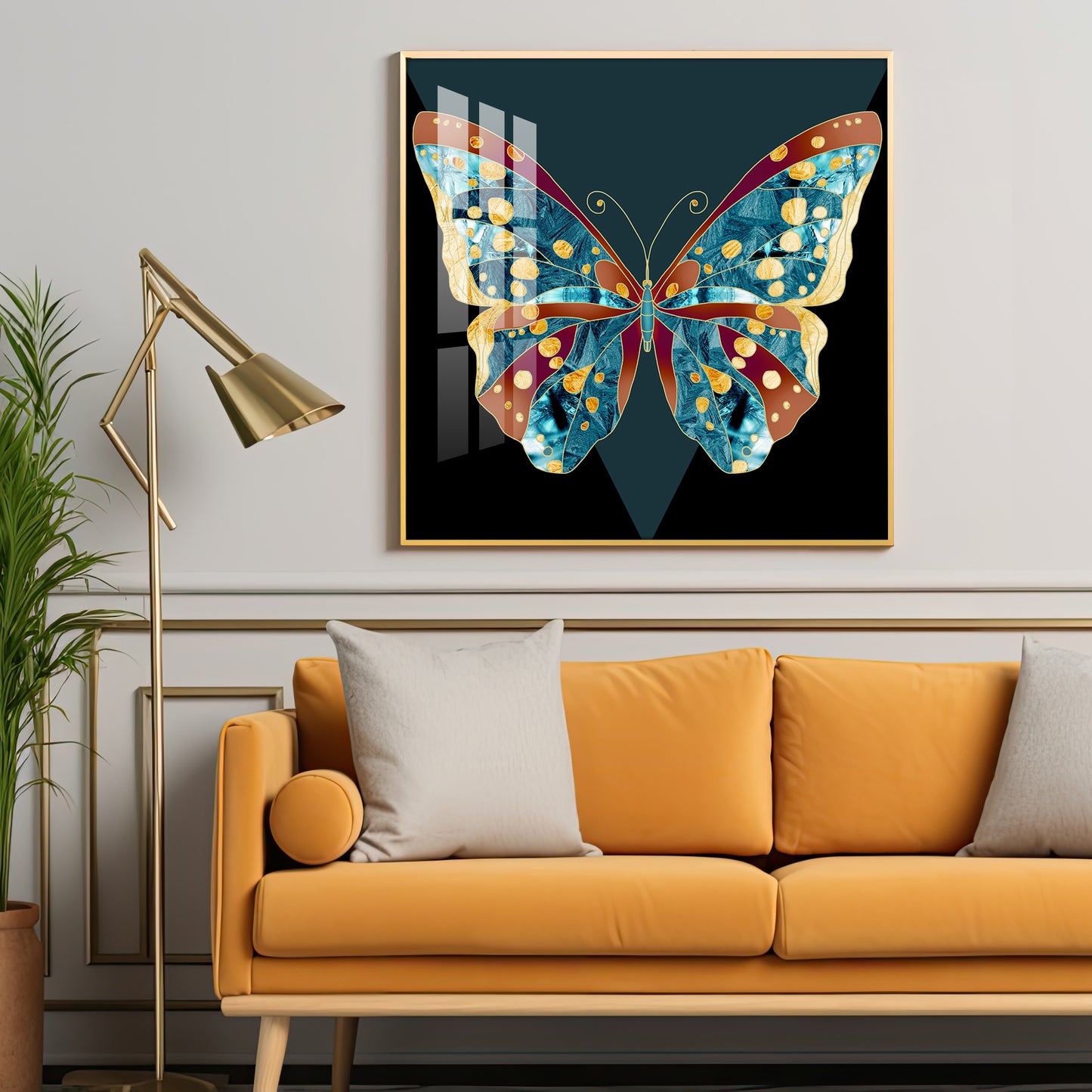 Sparkling Butterfly Luxury Crystal Square Wall Art