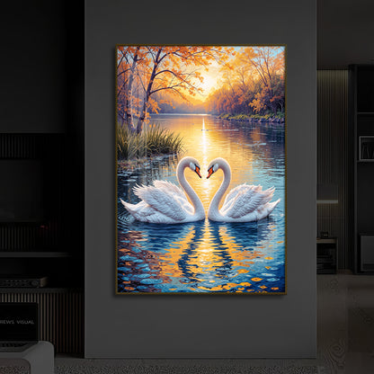Romantic Swan Modern Luxury Backlight Vertical Wall Art