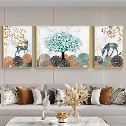 Tree With Unique Leaves Premium Acrylic Wall Art (Set of 3)