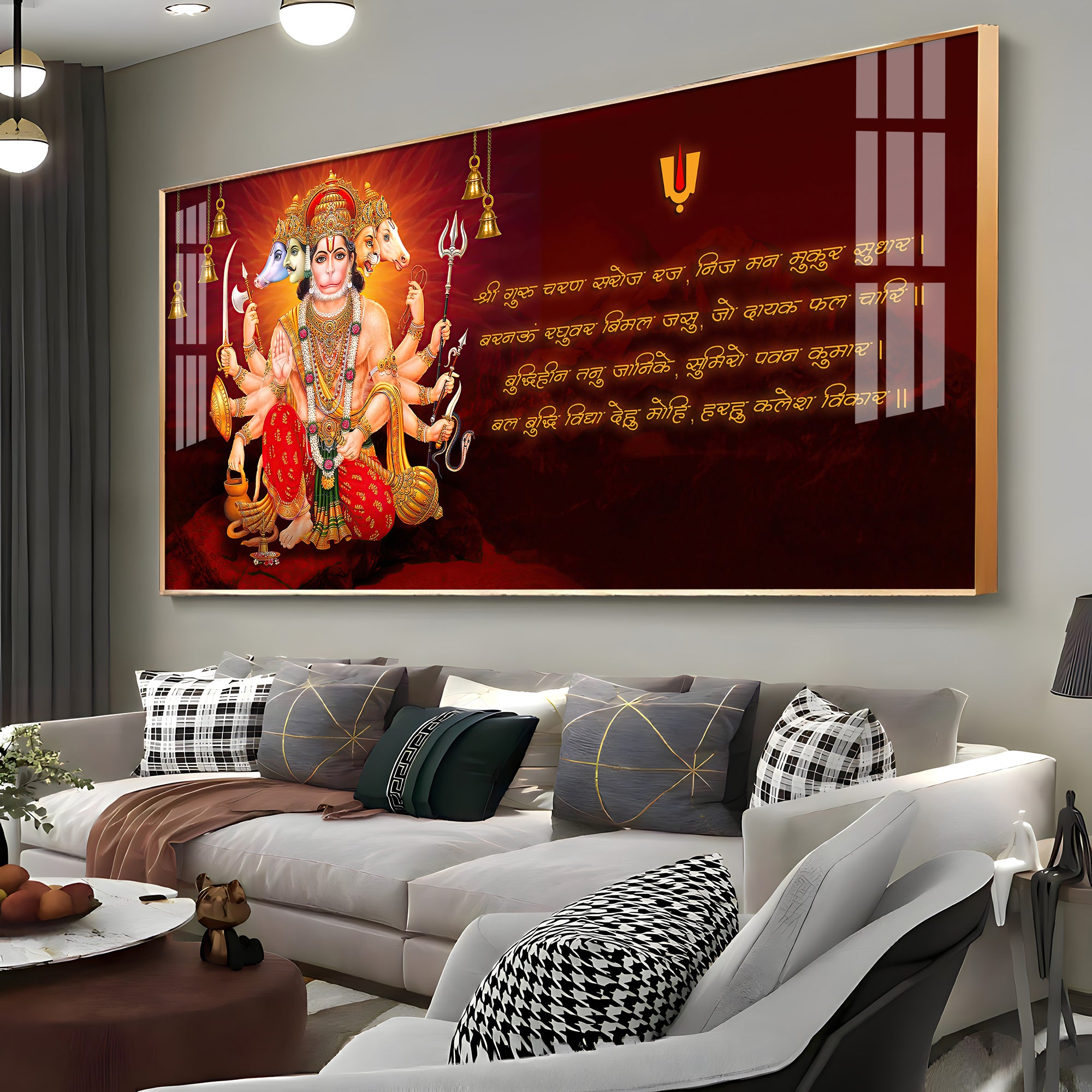 Panchmukhi Hanumanji Premium Acrylic Horizontal Wall Art