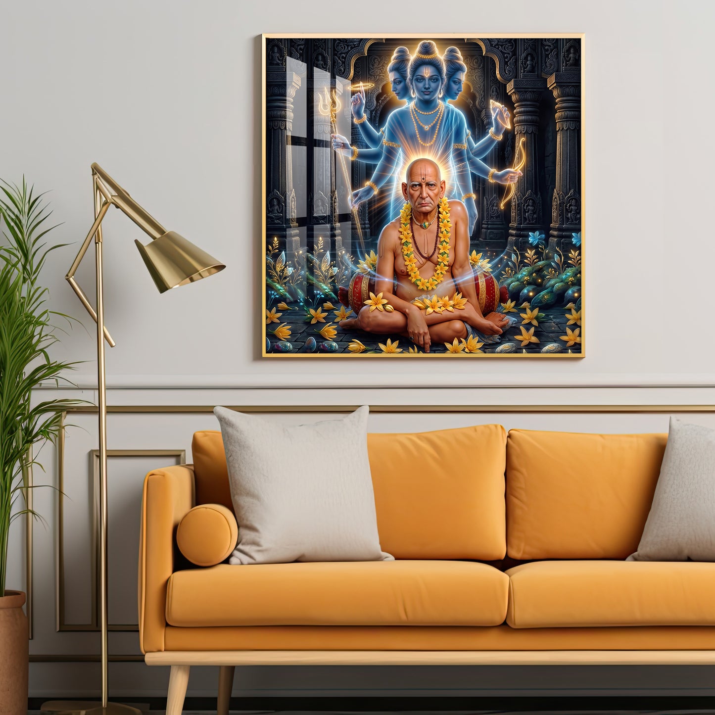 Divine Swami Samarth Premium Acrylic Square Wall Art