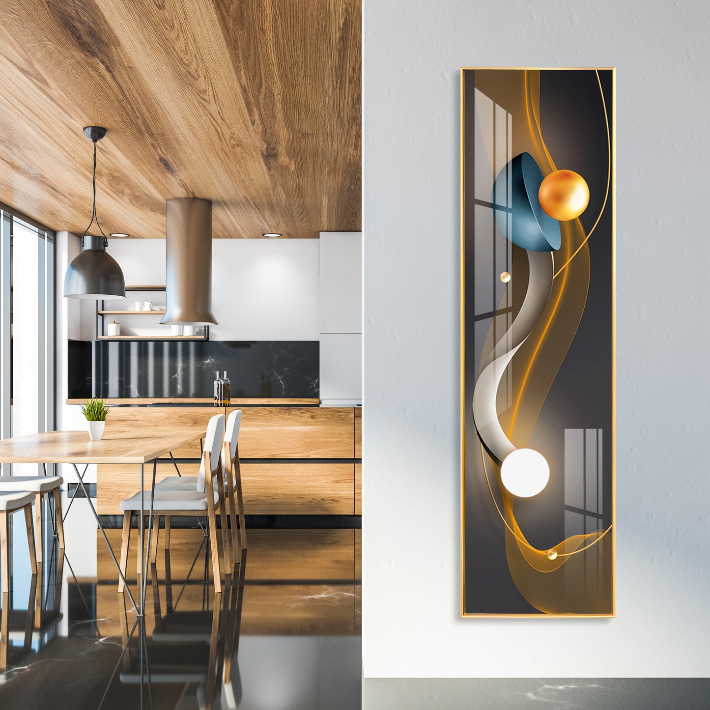 Blue Ember Radiance Premium Acrylic Vertical Wall Art