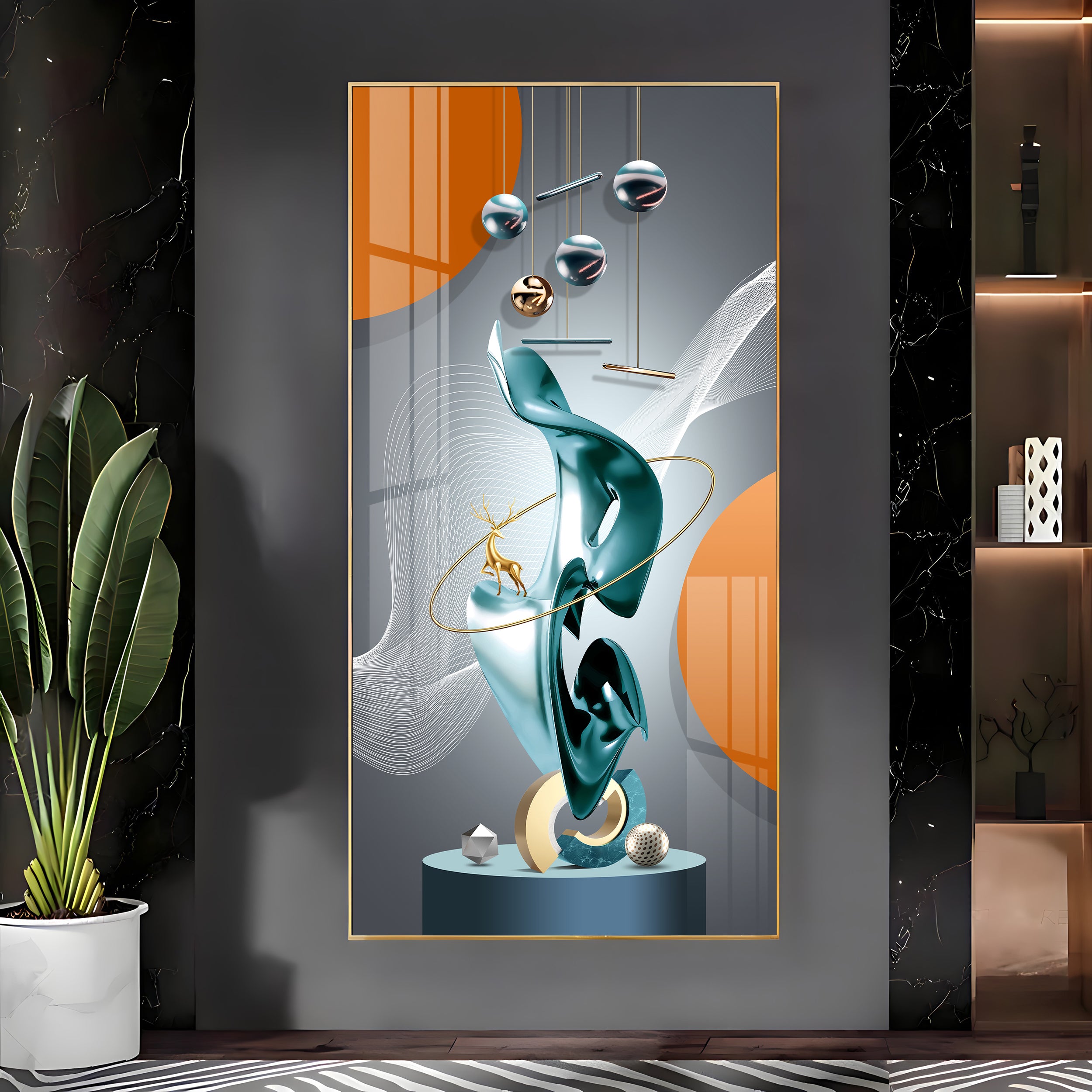 Luxury Abstract Art Premium Acrylic Vertical Wall Art