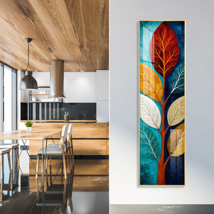 Abstract Colorful Tree Leaves Premium Acrylic Vertical Wall Art