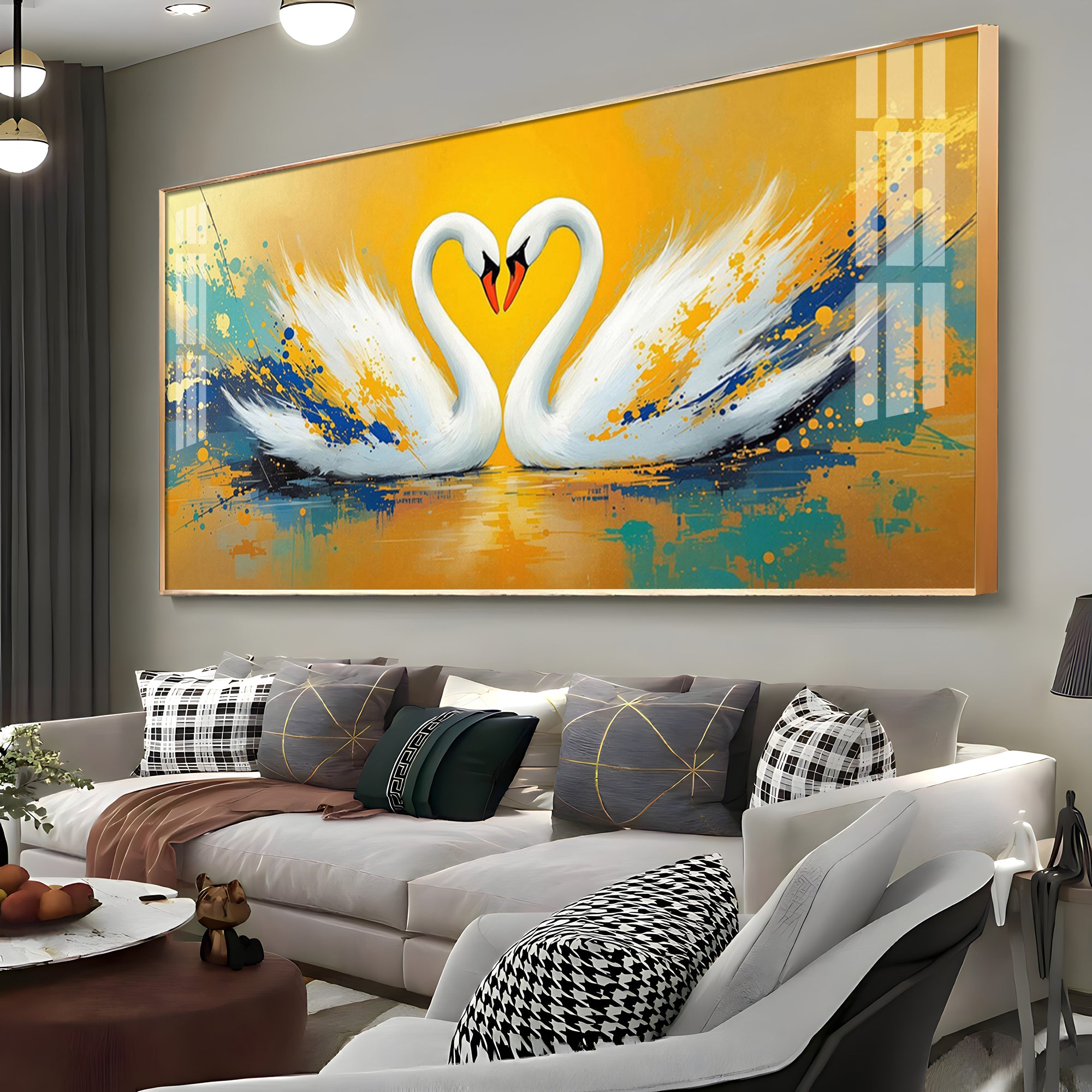 Beloved Swan Hugging Premium Acrylic Horizontal Wall Art