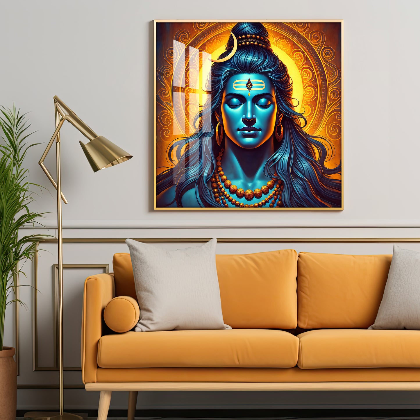 Shiv Bhole Baba Premium Acrylic Square Wall Art