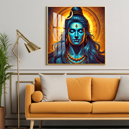 Shiv Bhole Baba Premium Acrylic Square Wall Art