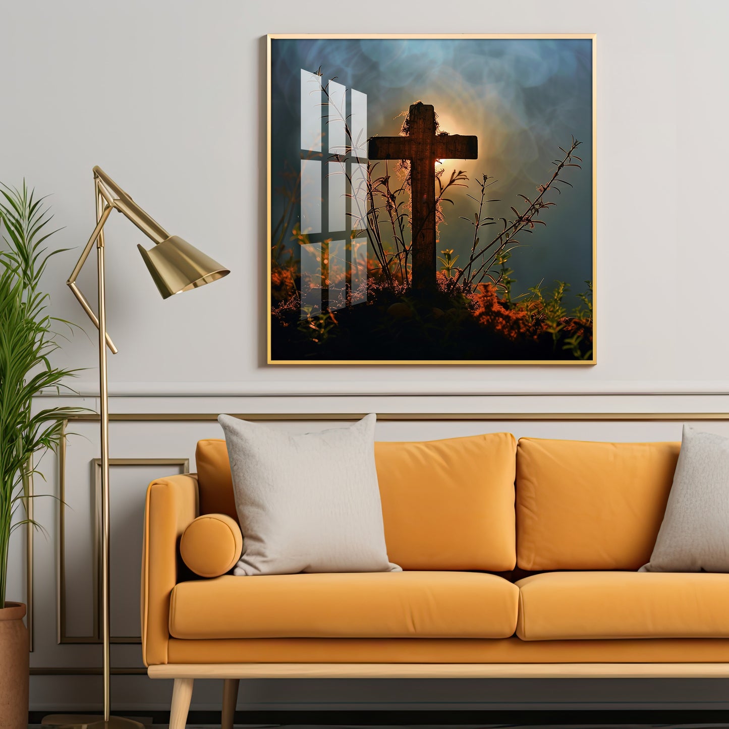 Jesus Christ Cross Premium Acrylic Square Wall Art