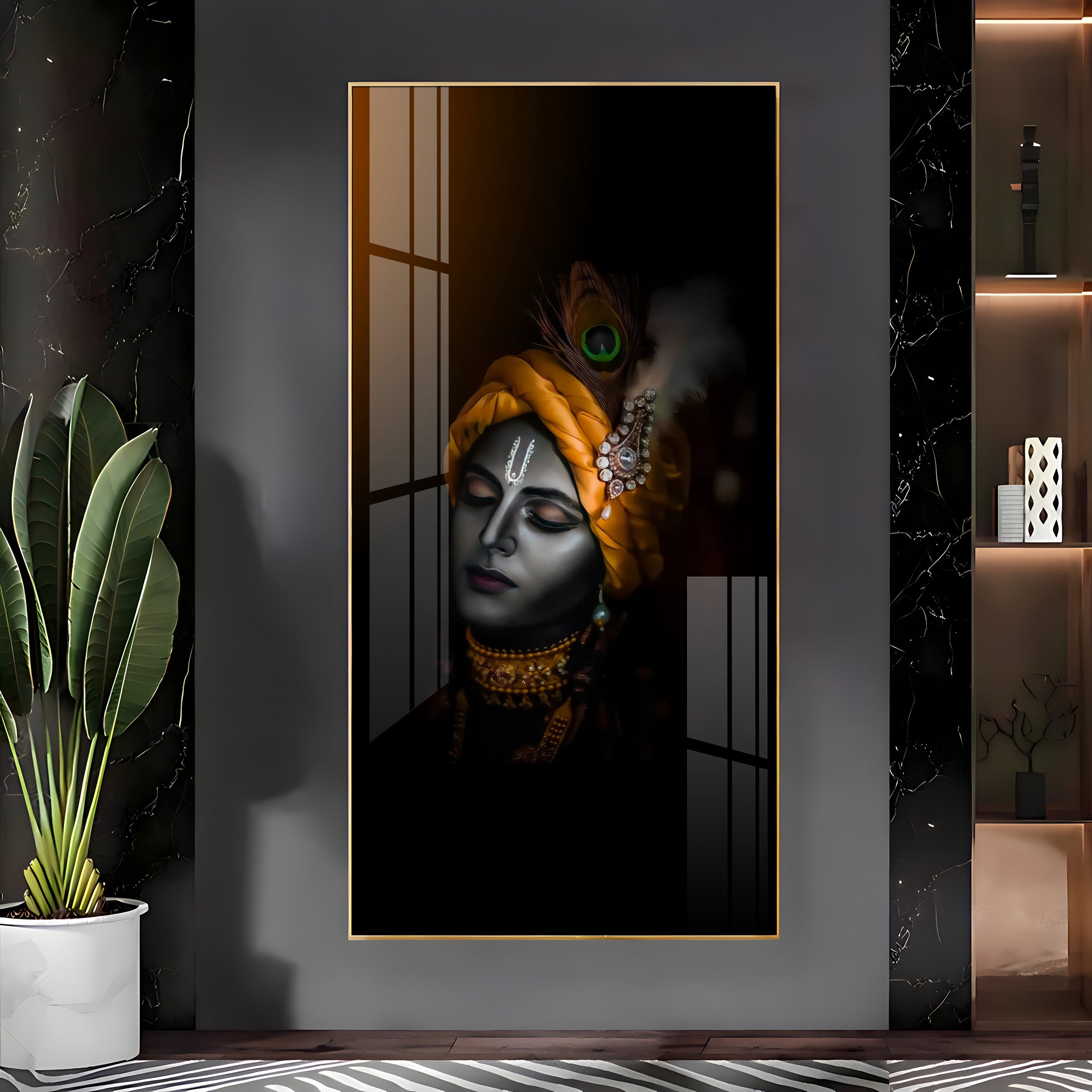 Lord Krishna Premium Acrylic Vertical Wall Art