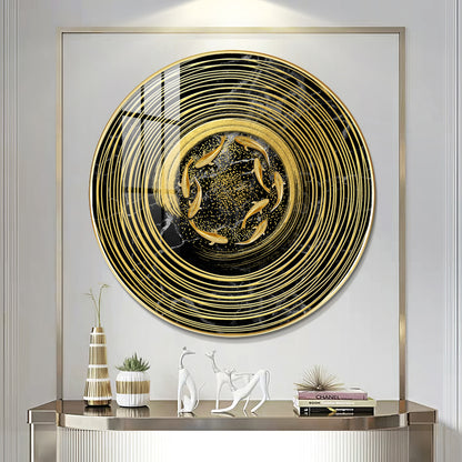 Koi In Spiral Premium Acrylic Round Wall Art