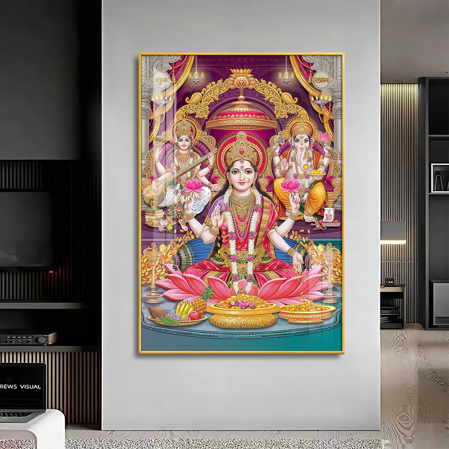 Mural of Hindu Goddesses Premium Acrylic Vertical Wall Art