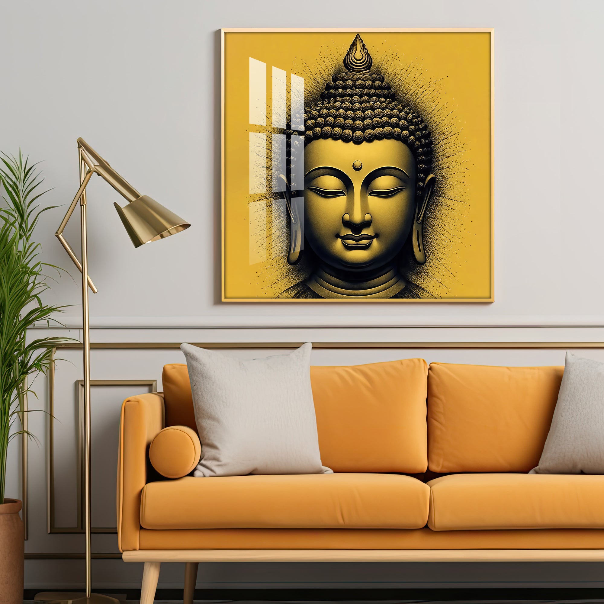 Lord Buddha Blessing Premium Acrylic Square Wall Art