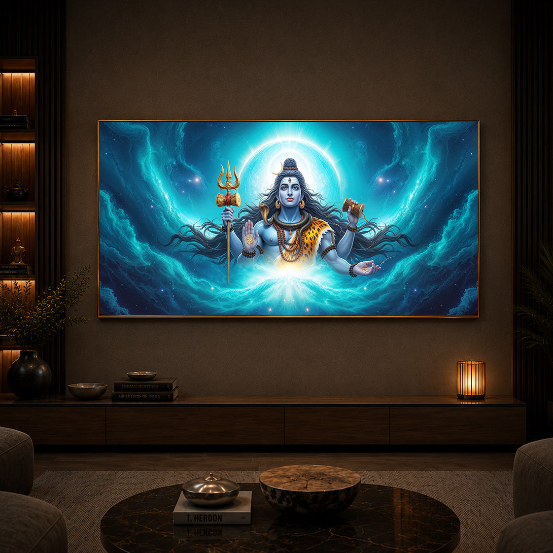 Cosmic Shiva Modern Luxury Backlight Horizontal Wall Art