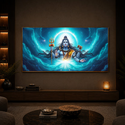 Cosmic Shiva Modern Luxury Backlight Horizontal Wall Art