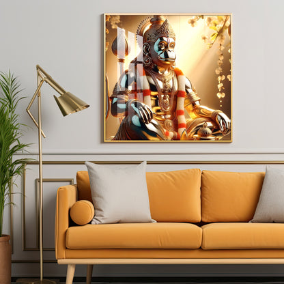 Rambhakt Hanuman Premium Acrylic Square Wall Art