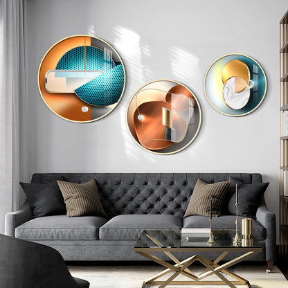 Semi Circle Abstract Premium Acrylic Round Wall Art (Set of 3)