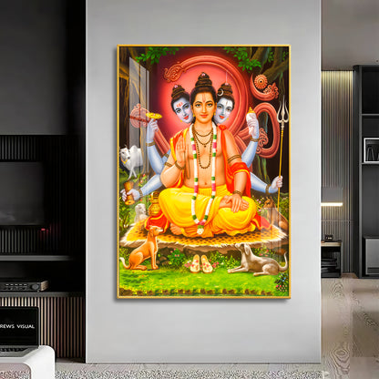 Lord Dattatreya Premium Acrylic Vertical Wall Art