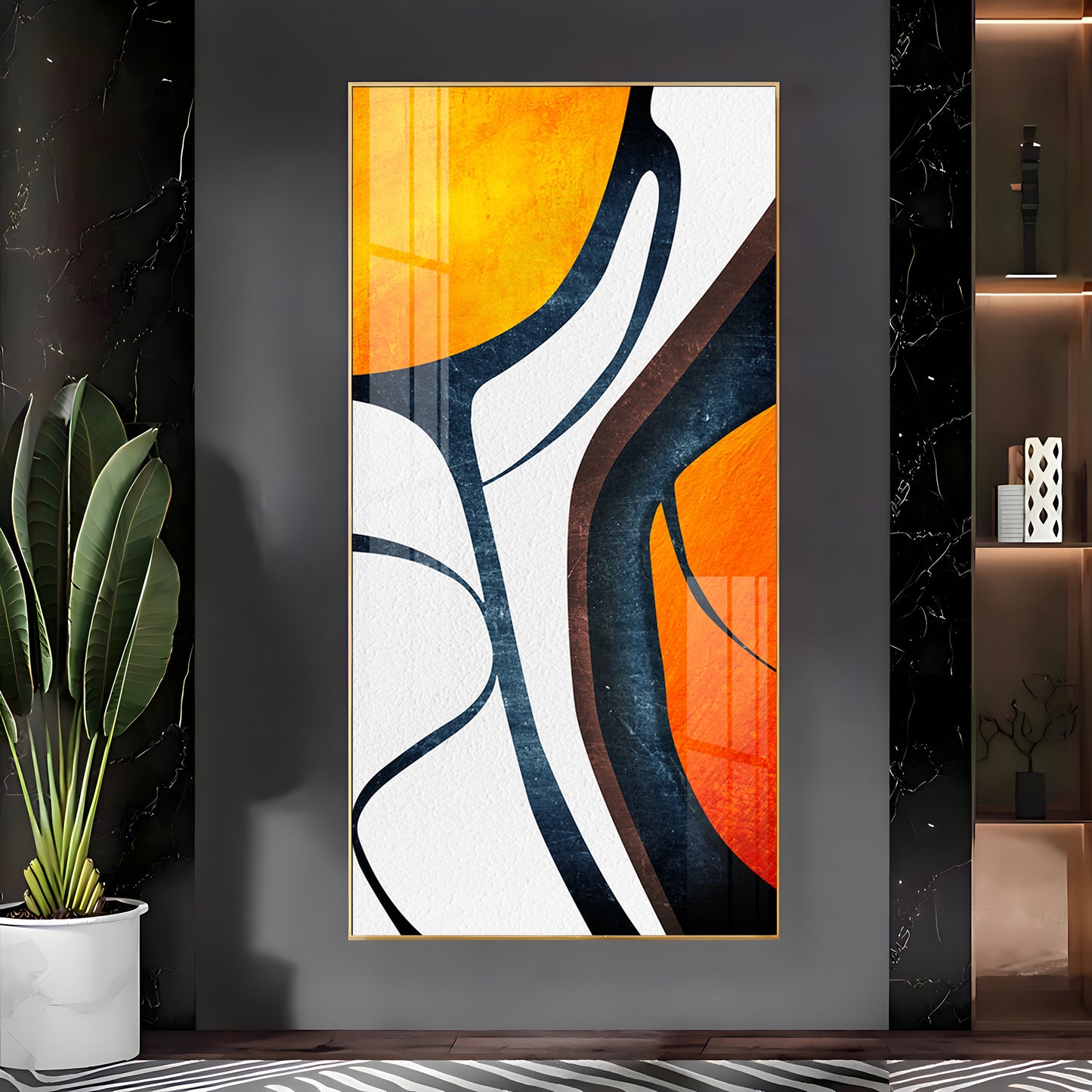 Orange Light Luxury Corridor Premium Acrylic Vertical Wall Art