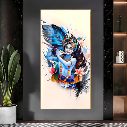 Colorful Krishna Premium Acrylic Vertical Wall Art