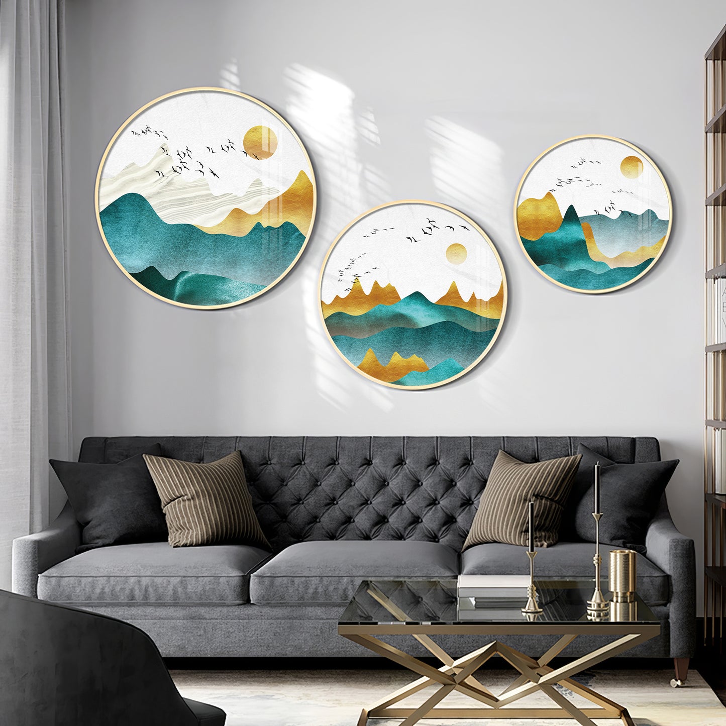 Mountain Scenery Premium Acrylic Round Wall Art (Set of 3)