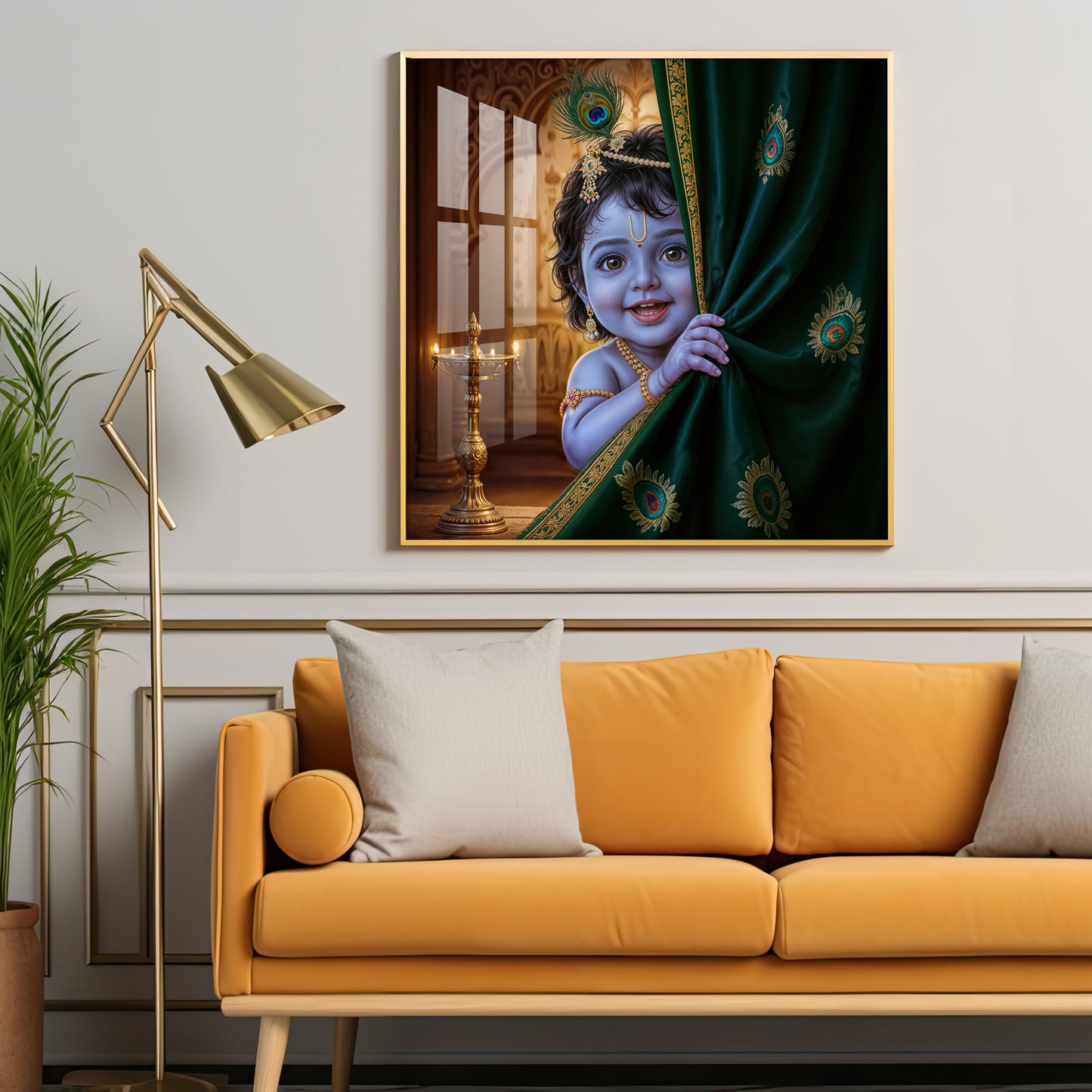 Little Lord kanha Premium Acrylic Square Wall Art