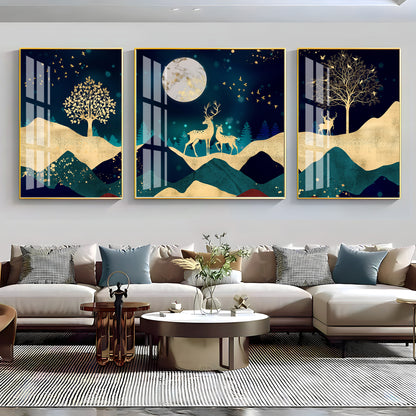 Glittering Night Premium Acrylic Wall Art (Set of 3)