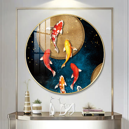Koi Harmony Premium Acrylic Round Wall Art