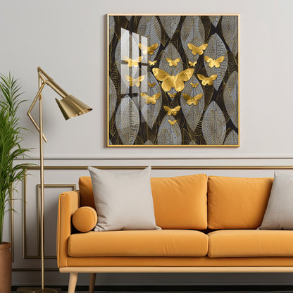 Golden Butterfly Light Luxury Premium Acrylic Square Wall Art