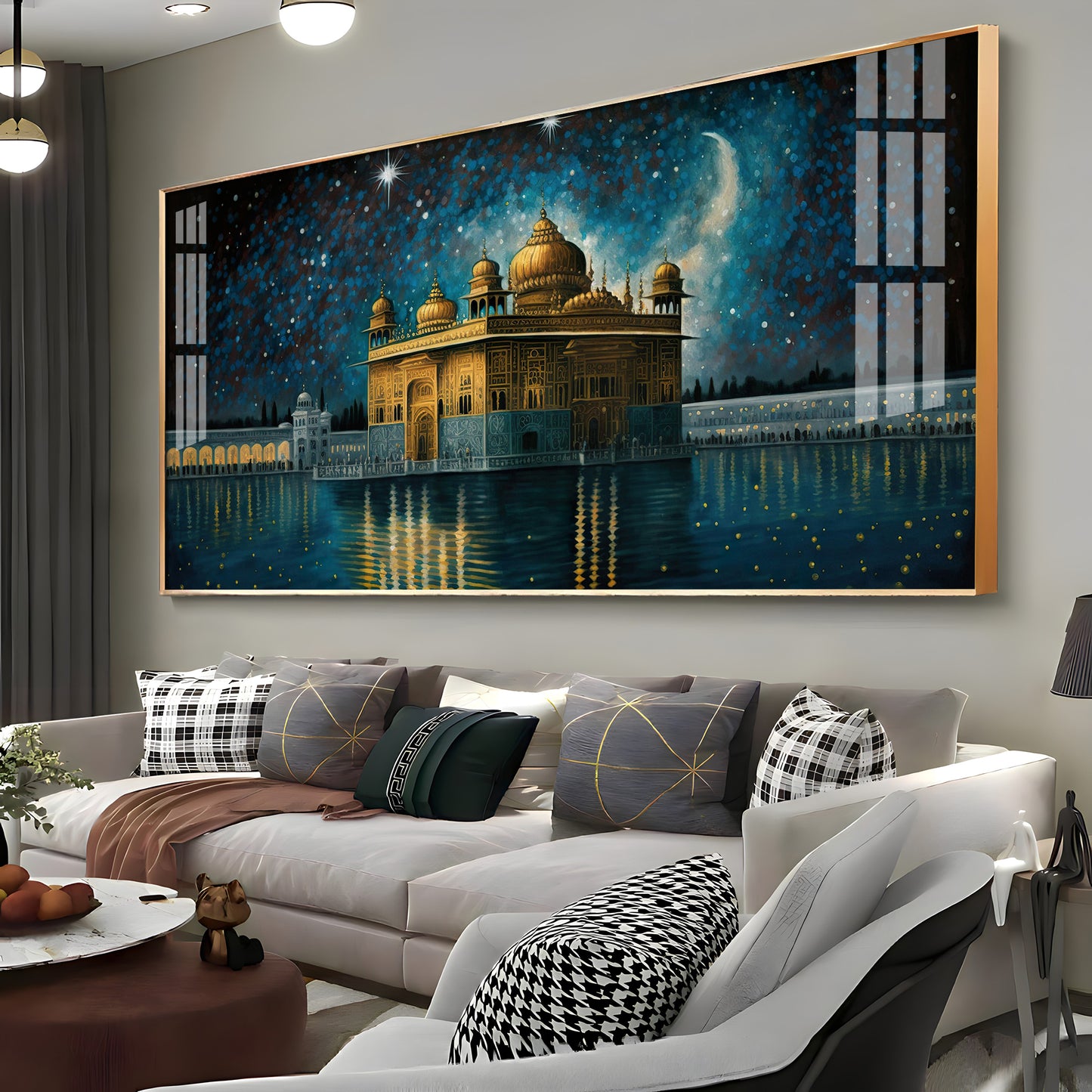 Beautiful Golden Temple With Constellation Premium Acrylic Horizontal Wall Art