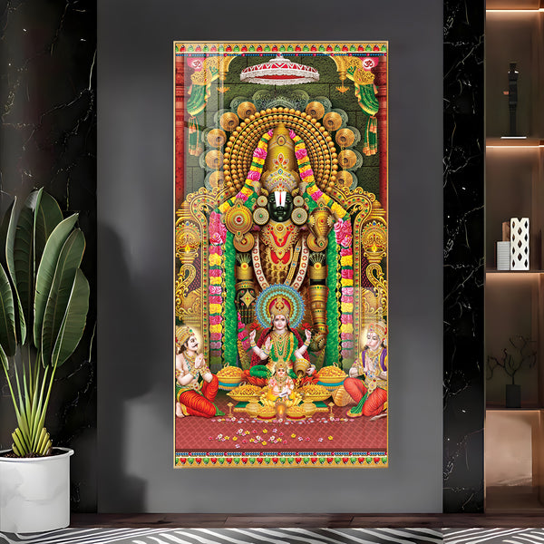 Buy Lord Venkateswara With Lakshmi Ji Premium Acrylic Vertical Wall Art ...