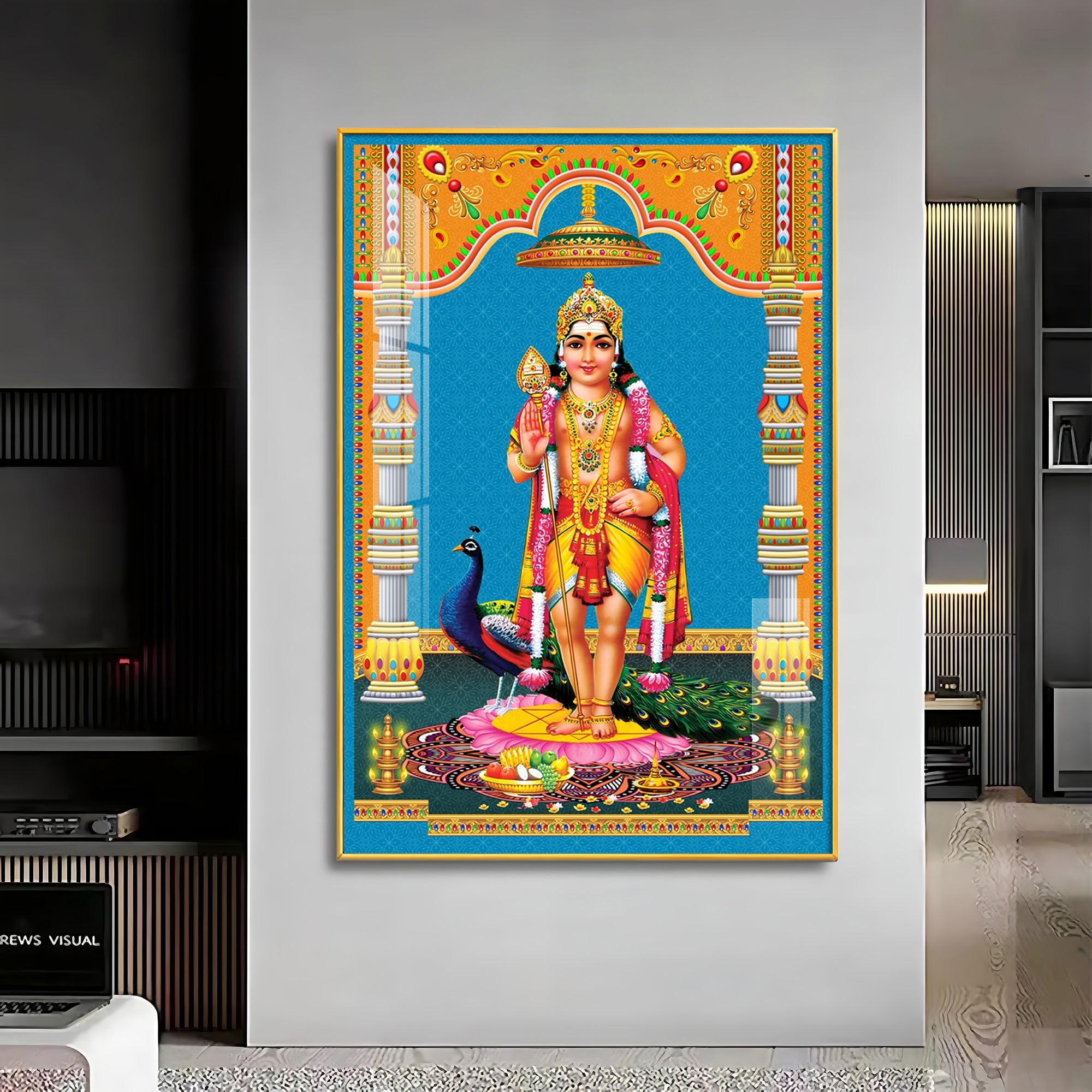 God Murugan Kartikeya Premium Acrylic Vertical Wall Art