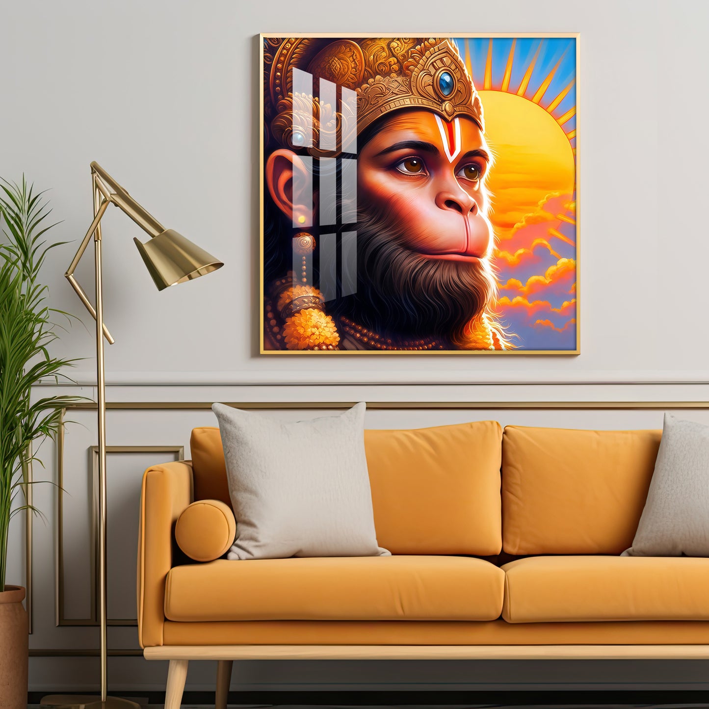 Jai Shri Bajarang Bali Premium Acrylic Square Wall Art