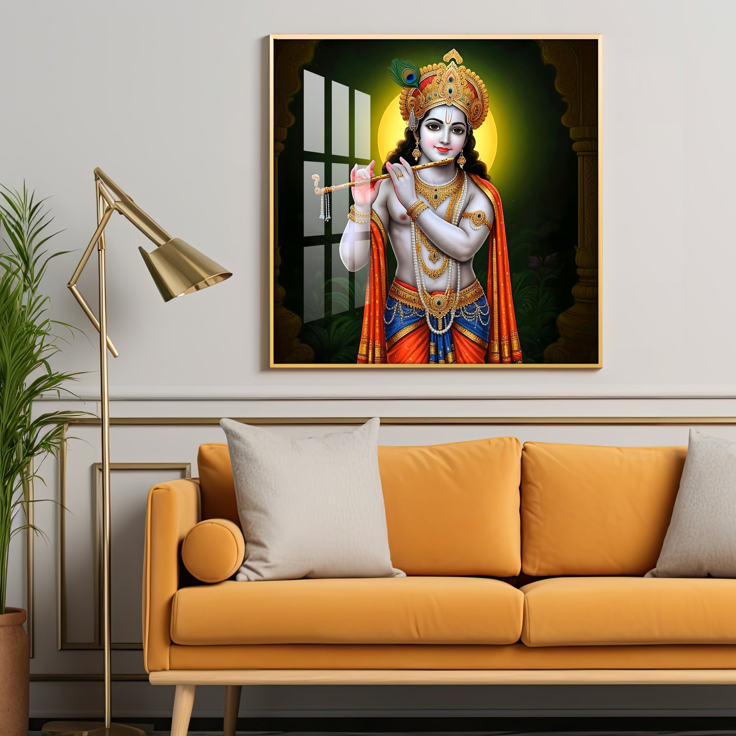 Sacred Essence Of Krishna Premium Acrylic Square Wall Art