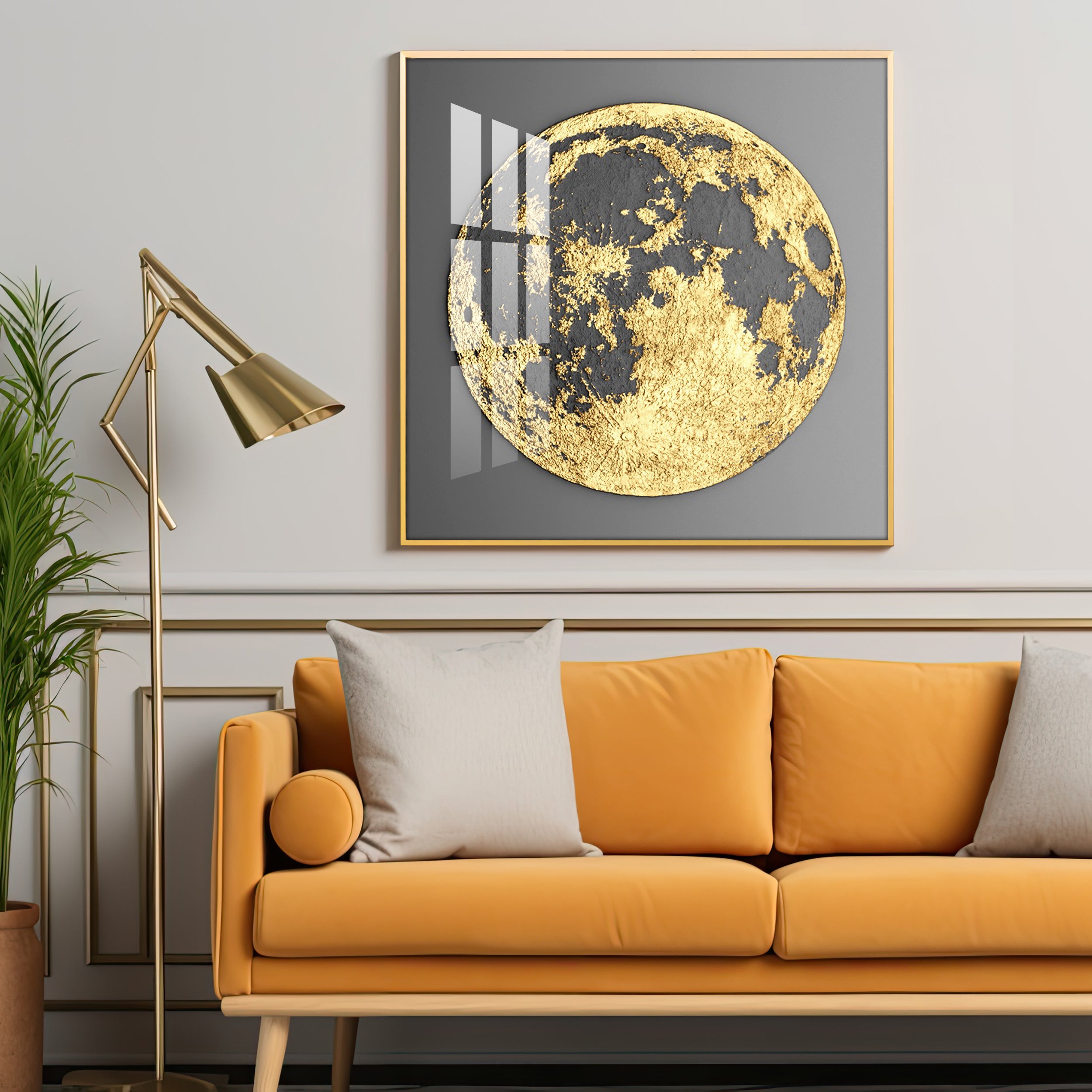 Golden Celestial Body Premium Acrylic Square Wall Art