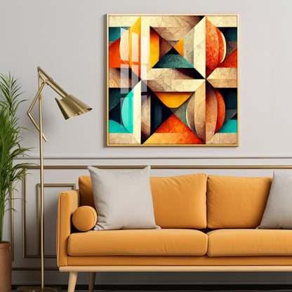 Seamless Pattern Shapes Premium Acrylic Square Wall Art