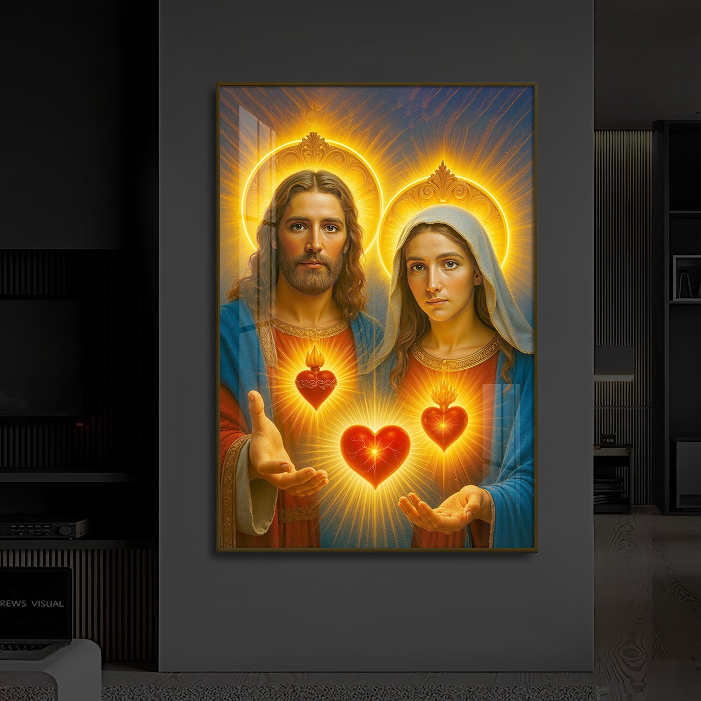 God Prayer Modern Luxury Backlight Vertical Wall Art