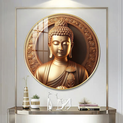 Blessings Of Buddha Premium Acrylic Round Wall Art