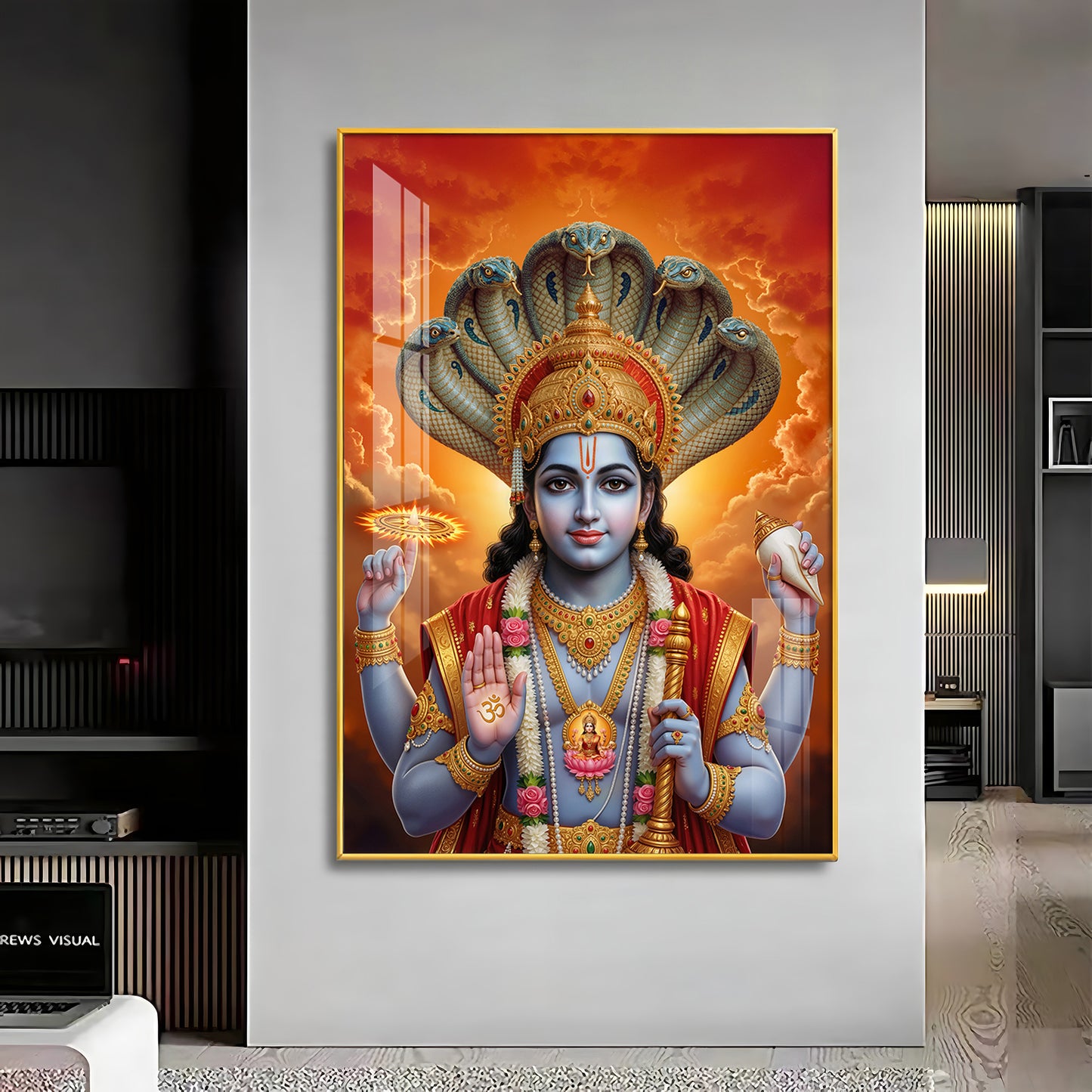 Lord Vishnu Premium Acrylic Vertical Wall Art