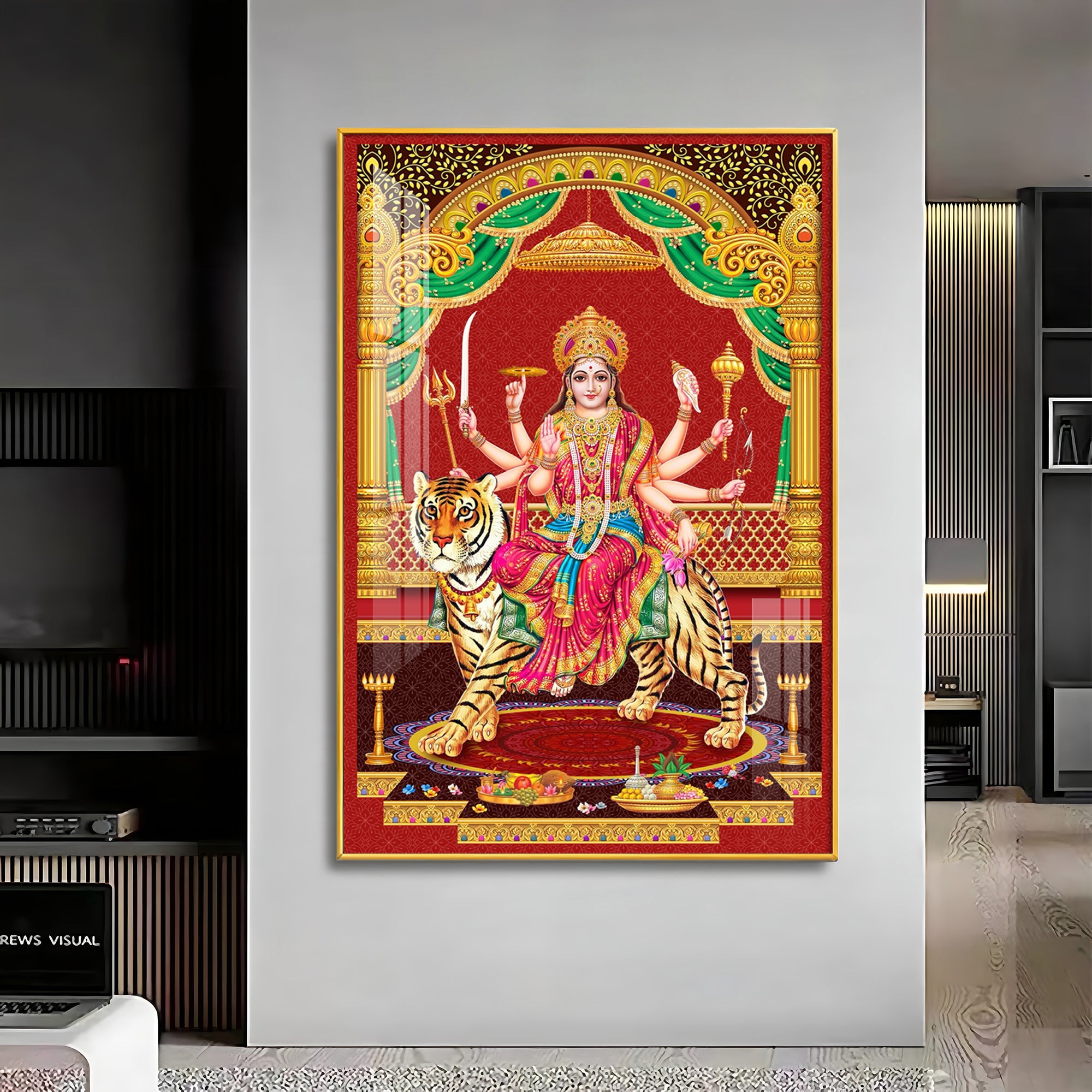 Divine Resonance Of Maa Durga Premium Acrylic Vertical Wall Art