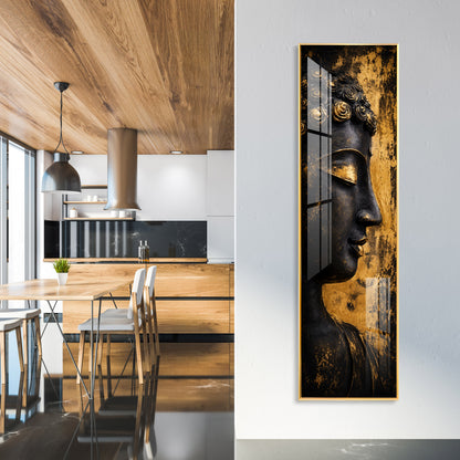 Golden Meditating Buddha Premium Acrylic Vertical Wall Art