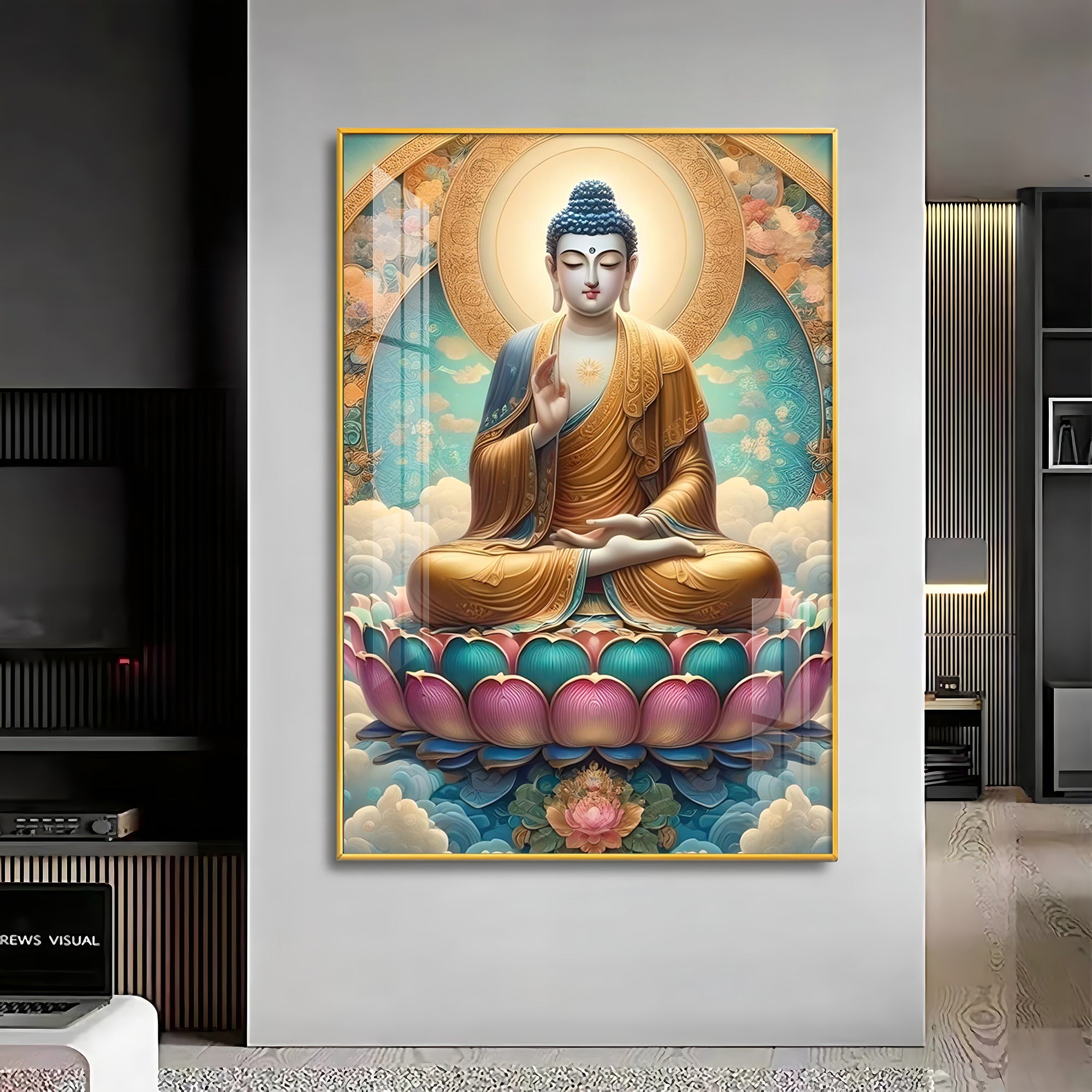 Serene Lotus Buddha Premium Vertical Acrylic Wall Art