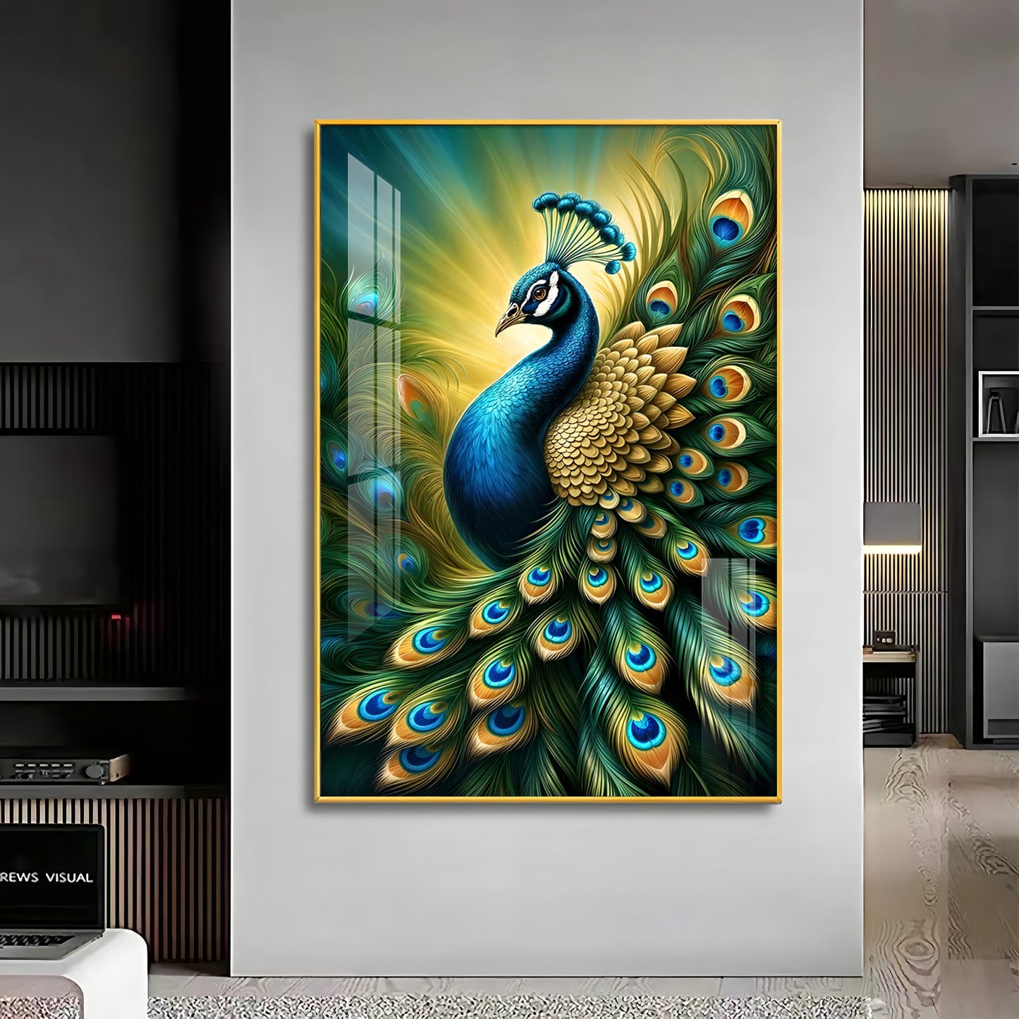 Heavenly Peacock Premium Acrylic Vertical Wall Art