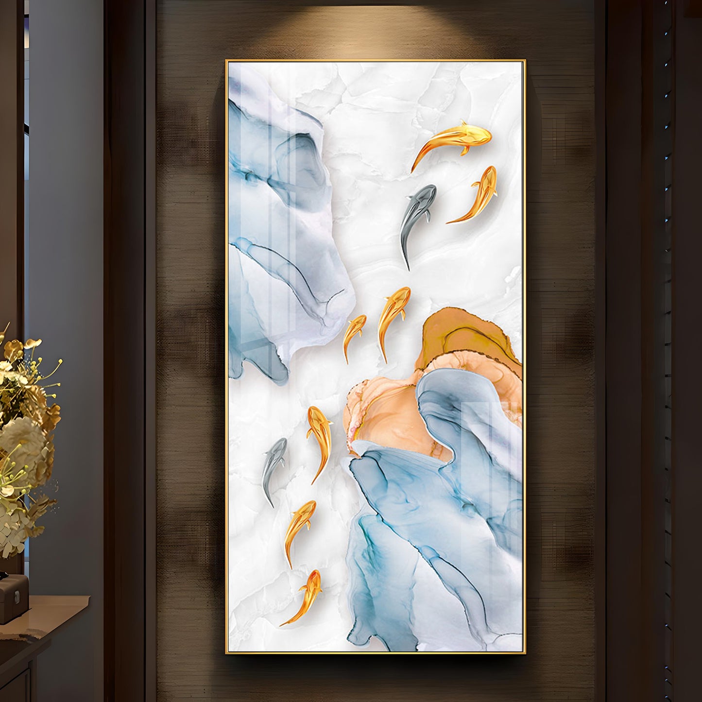 Auspicious Fishes Luxury Crystal Wall Art